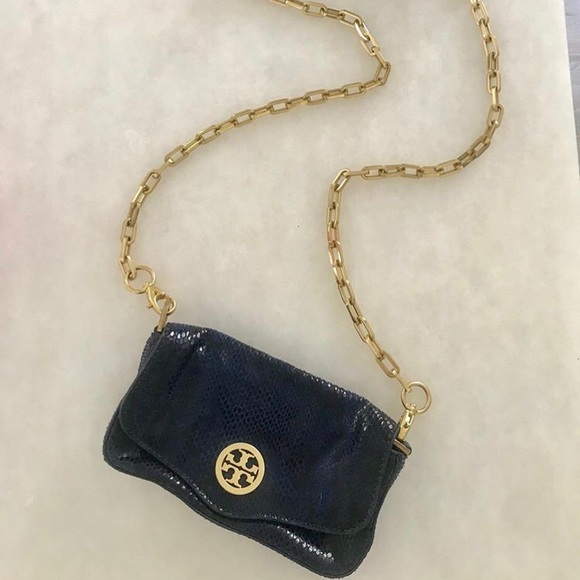 Tory Burch Handbags - Navy snakeskin Tory Burch shoulder bag